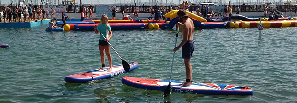 Paddleboarding at Lymington Seawater baths